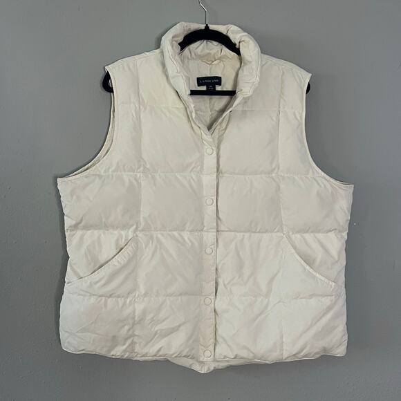 Lands’ End XL Women’s Goose Down Puffer Vest Cream Ivory Goose Down Feather Fill - Picture 1 of 4